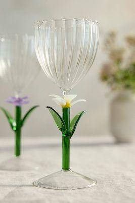 Floral Stem Wine Glass