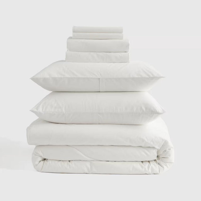 Organic Brushed Cotton Deluxe Bedding Bundle - White, Queen