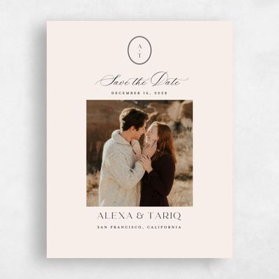 Linen, Beige Wedding Save the Date - Gavina Portrait