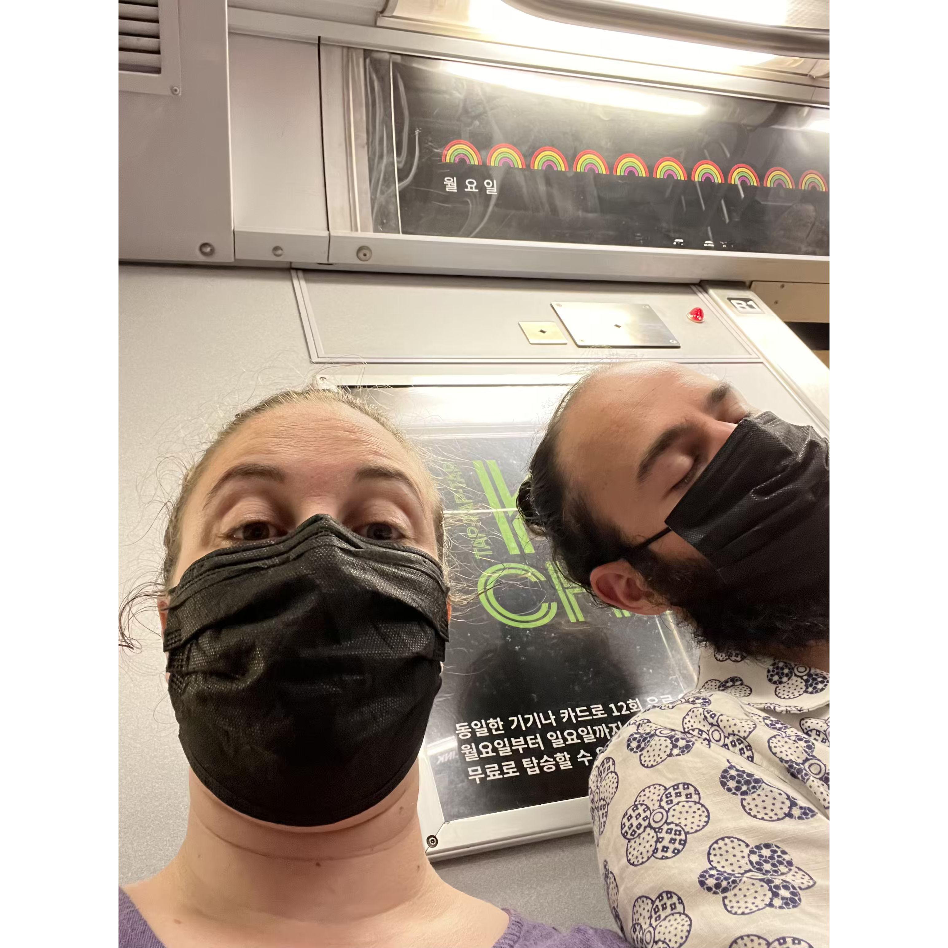 We take turns falling asleep on public transit.