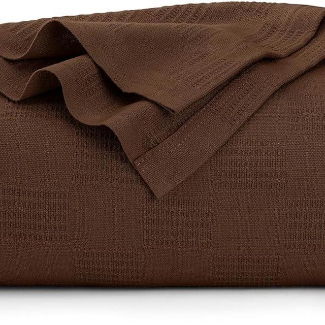 Utopia Bedding 100% Cotton Blanket (Twin Size - 90x72 Inches) 350GSM Lightweight Thermal Blanket, Soft Breathable Blanket for All Seasons (Brown)