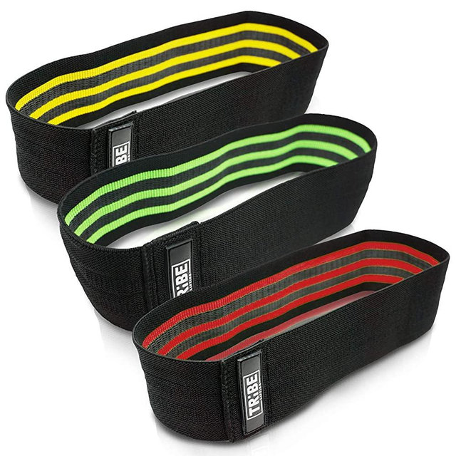 Tribe Lifting Resistance Hip Bands | Leg Band for Hip Work Out or Physical Therapy | Resistance Loops, Non-Slip Elastic Grippy Inner Layer | Men and Women | Black