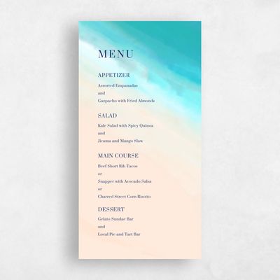 Blue Wedding Menu - Chelan