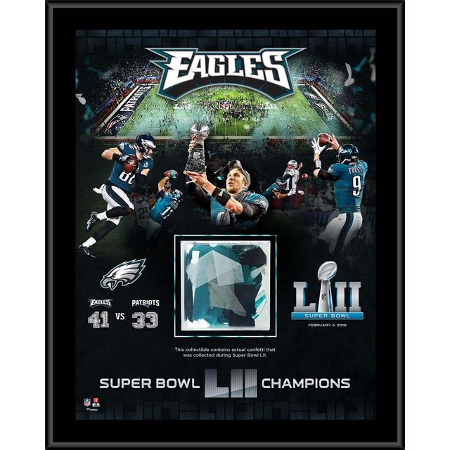 Philadelphia Eagles Super Bowl LII Champions 12" x 15" Sublimated Plaque with Game-Used Confetti