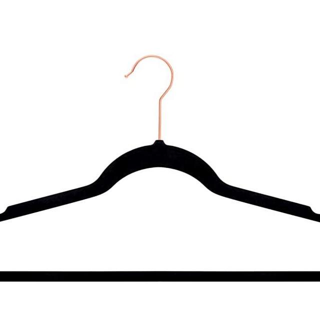 AmazonBasics Slim, Velvet, Non-Slip Clothes Suit Hangers, Black/Gold - Pack of 30