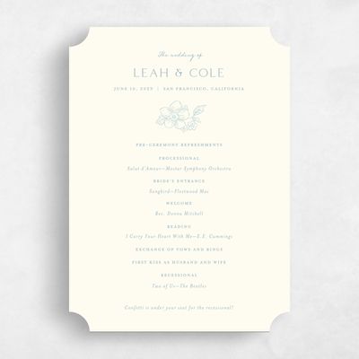 Blue Ticket Wedding Program - Selindra