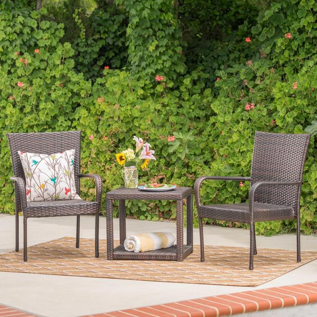 Hammond 3pc Wicker Chat Set - Multibrown - Christopher Knight Home