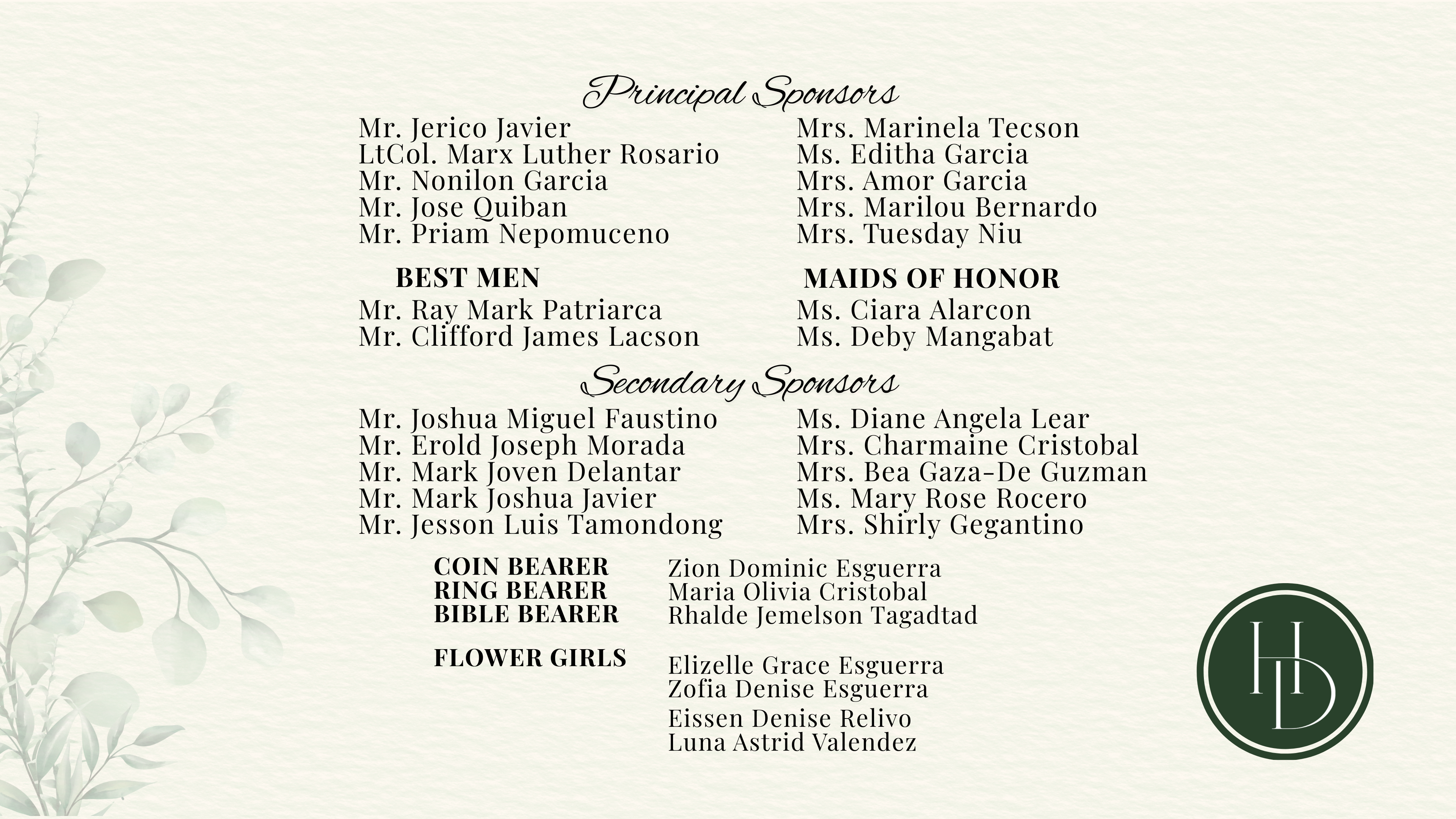 The Wedding Website of Darryl John Esguerra and Hazel Joy Morada
