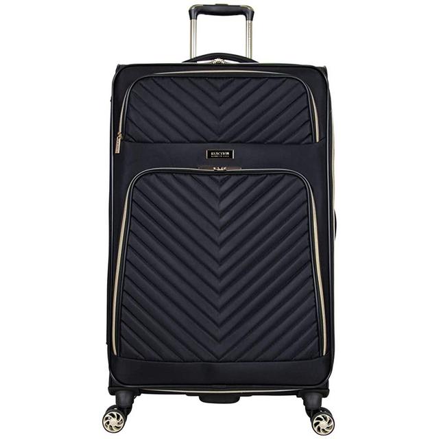 Kenneth Cole Reaction Women's Chelsea 28" Chevron Quilted Softside Expandable 8-Wheel Spinner Checked Suitcase, Black, Inch