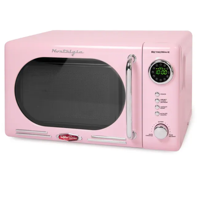Nostalgia Retro 0.7 Cubic Foot 700-Watt Countertop Microwave Oven - Pink