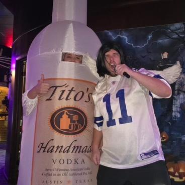 10/31/2024: First Halloween together - T-Hern loves him some Tito's!