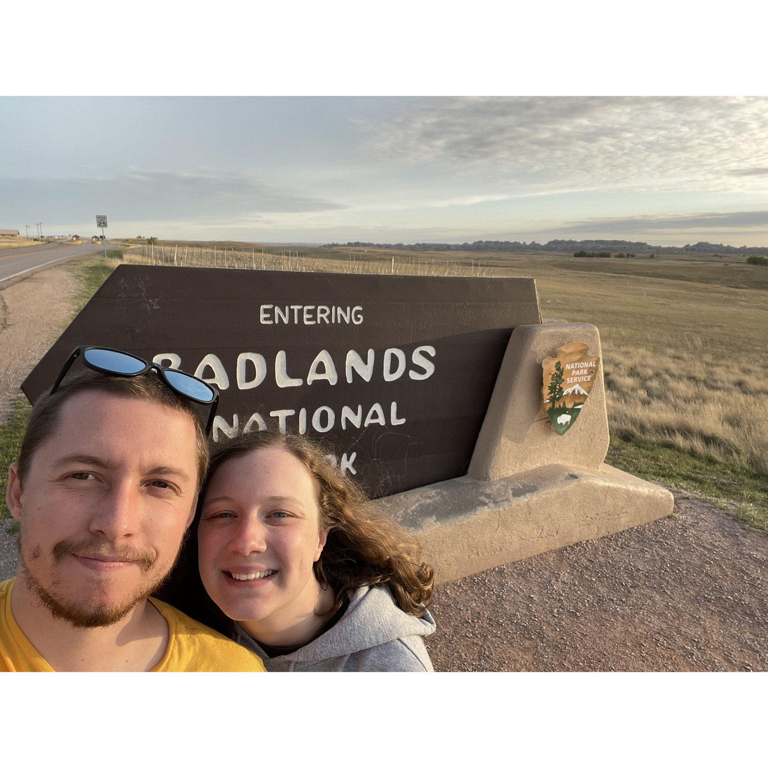 One of the many selfies on our trip cross country, this was taken at Badlands National Park in South Dakota!