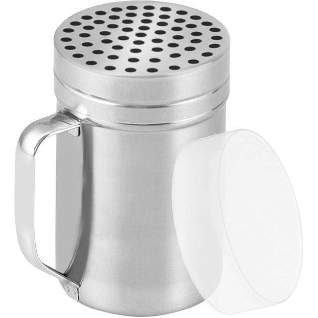 CUSINIUM 14oz Metal Parmesan Cheese Shaker with Large Holes - With Handle - Chili Flakes Dispensers - Pizza Shaker | Style: Coarse