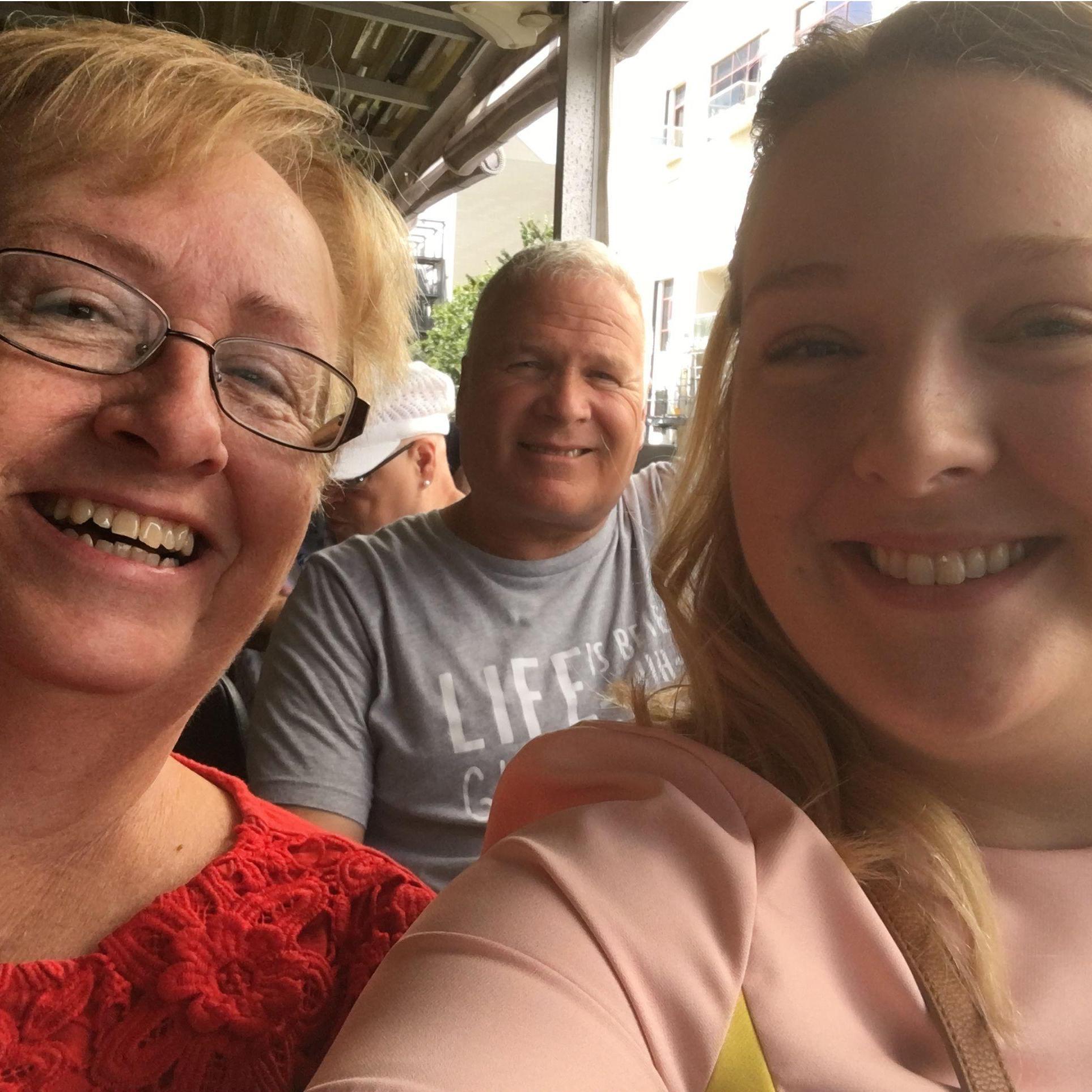 Erika and her parents touring downtown Austin - October, 2019