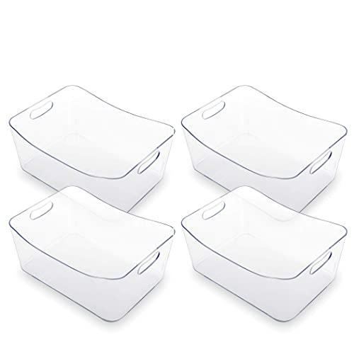 BINO Clear Plastic Storage Bin with Handles - Plastic Storage Bins for Kitchen, Cabinet, and Pantry Organization and Storage - Home Organizers and Storage - Refrigerator and Freezer Organizer Bins