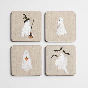 Scary Squad Coasters, Set of 4 - Flax