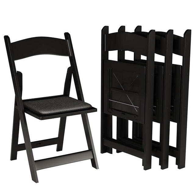SIMPLEX 8 Black Resin Stackable Folding Chair - Comfortable Black Foldable Chair - Folding Chairs with Padded Seats - Indoor/Outdoor Folding Chairs for Events - Lightweight Foldable Chairs (8 Pack)
