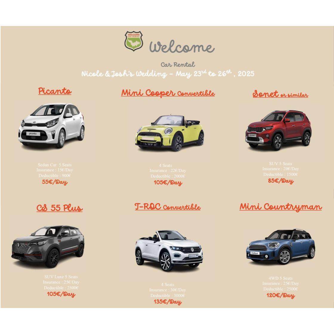 WELCOME CAR RENTAL - FOR EACH BOOKING USE CODE FINKELMANN