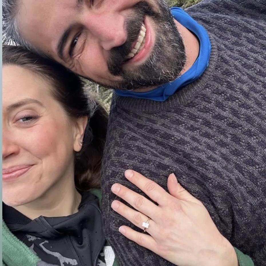 Halfway down the mountain after getting engaged, about a mile before we saw a moose!