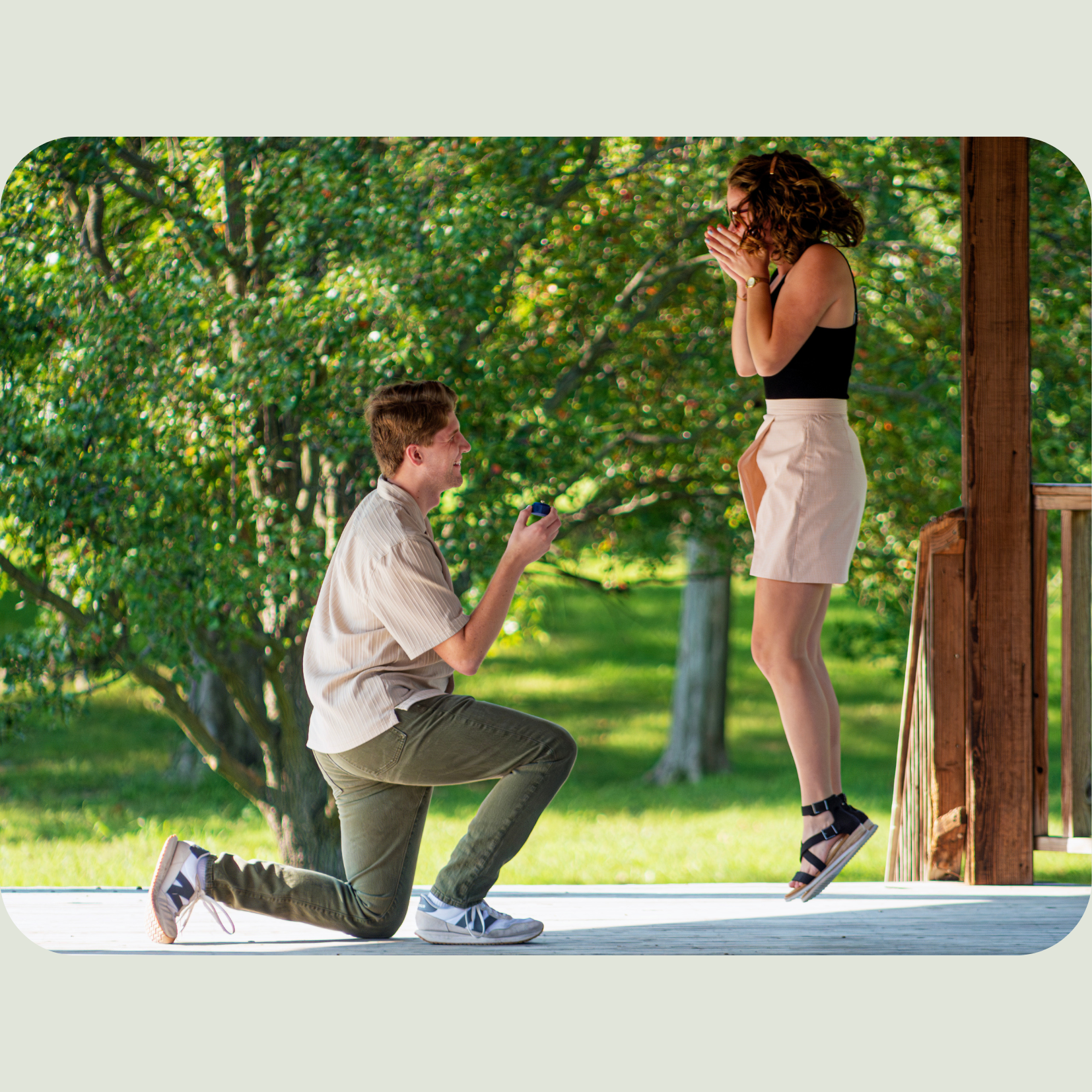 Ethan proposed August 17th, just a few days before their two year anniversary!