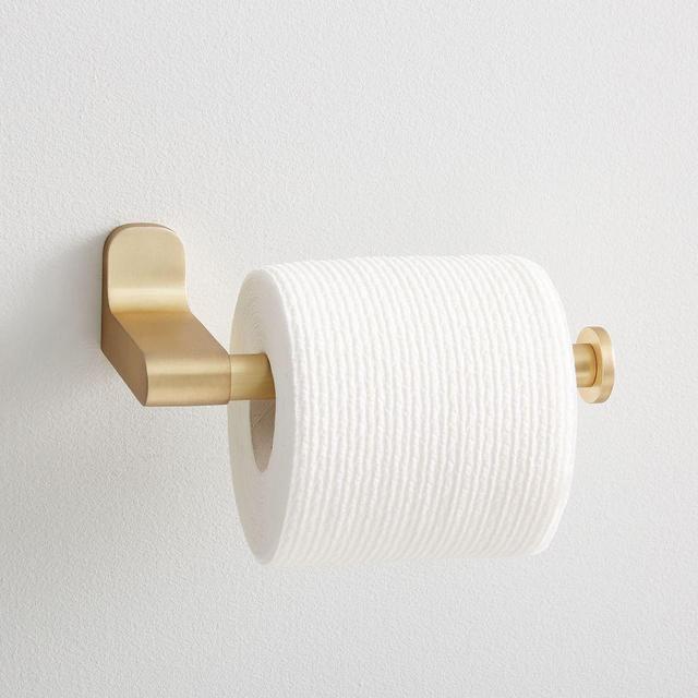 Mid-Century Contour Bathroom Hardware, Antique Brass, Toilet Paper Holder