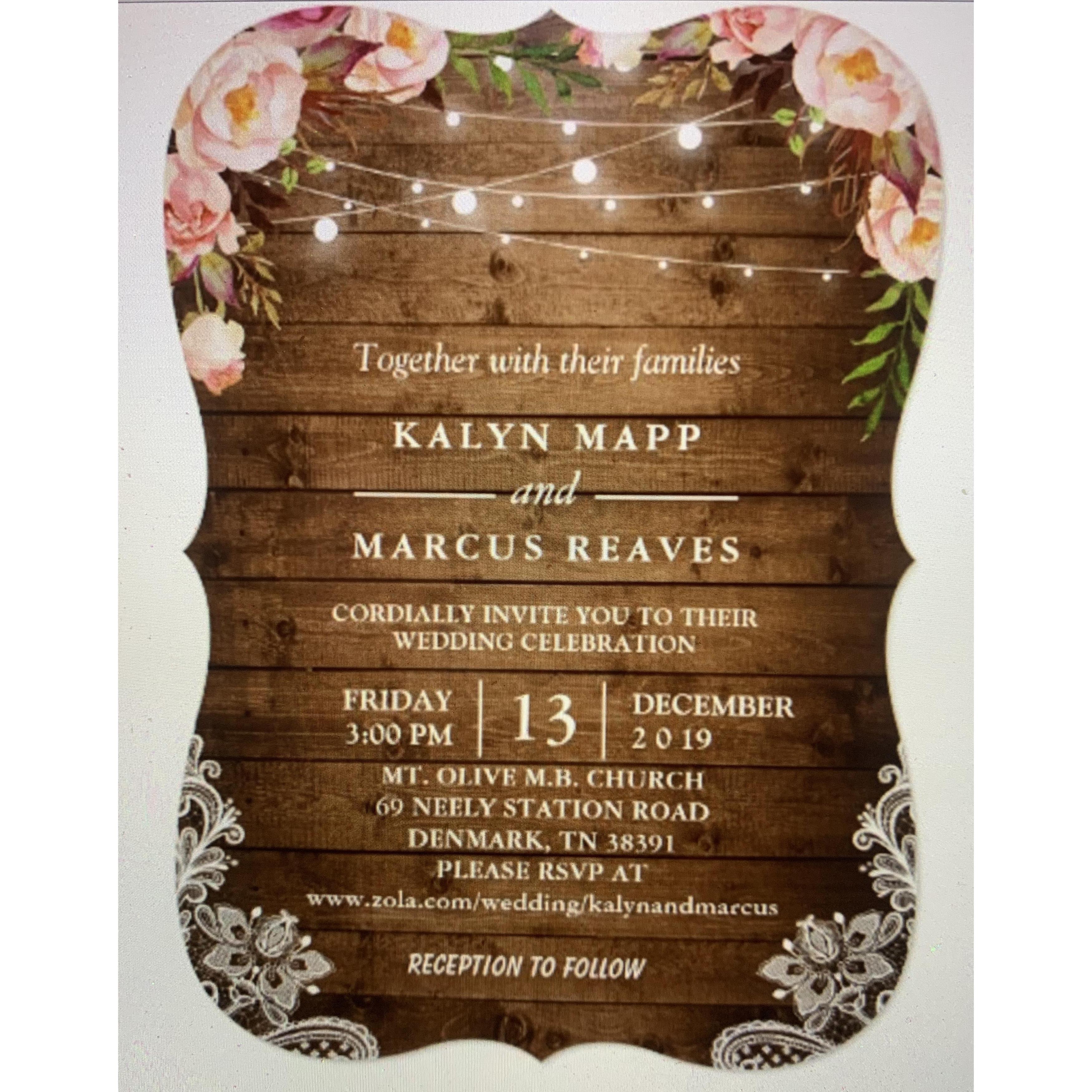 Here is a copy of our wedding invitation