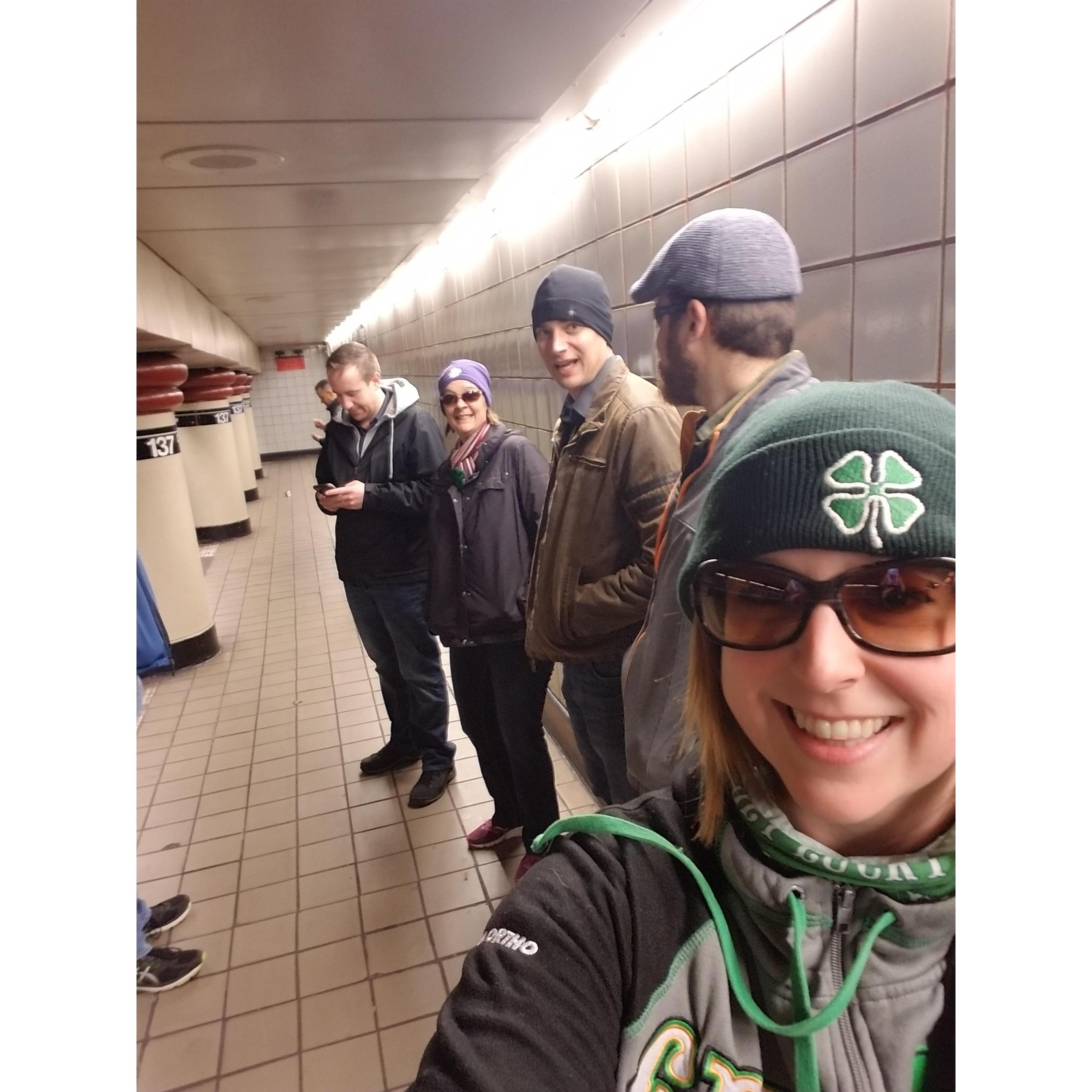 The gang visiting Anthony in NYC for St. Patrick's Day, March 2018