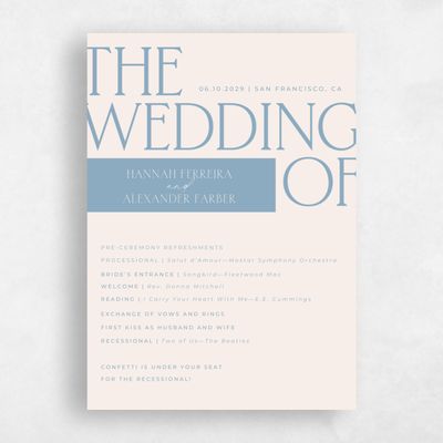 Dusty Blue Wedding Program - Josephine