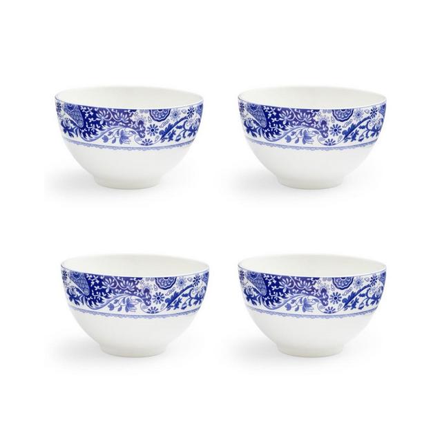 Spode Blue Italian Brocato 6" Rice Bowl, Set of 4