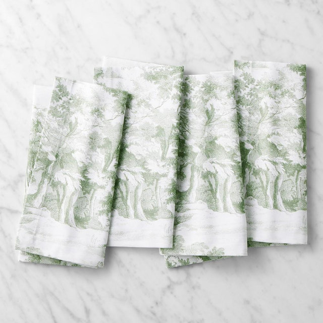 Toile Napkins, Set of 4, Green