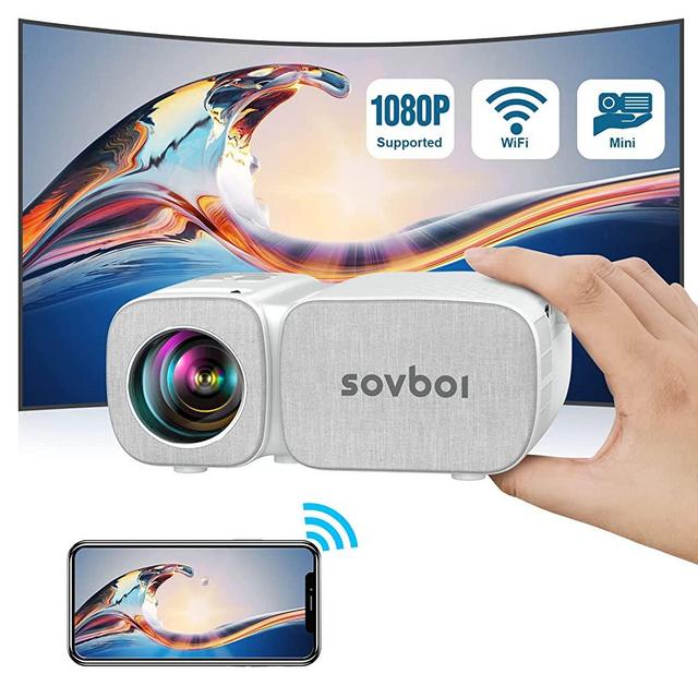 Sovboi Projector, 7500L WiFi Mini Portable Projector,Short Focal Lens Projector HD 1080P 250" Supported Small Movie Projector for Outdoor and Home Theater Video,Phone Projector for PC/TV Stick/Gaming