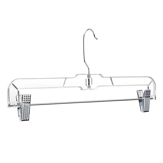 HOUSE DAY Skirts Hangers 14 inch Pack of 25 Clear Plastic Skirt Hangers with Clips, Pant Hangers, Bottom Hangers, Bulk Plastic Hangers