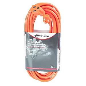 Innovera® Indoor/Outdoor Extension Cord, 25ft, Orange