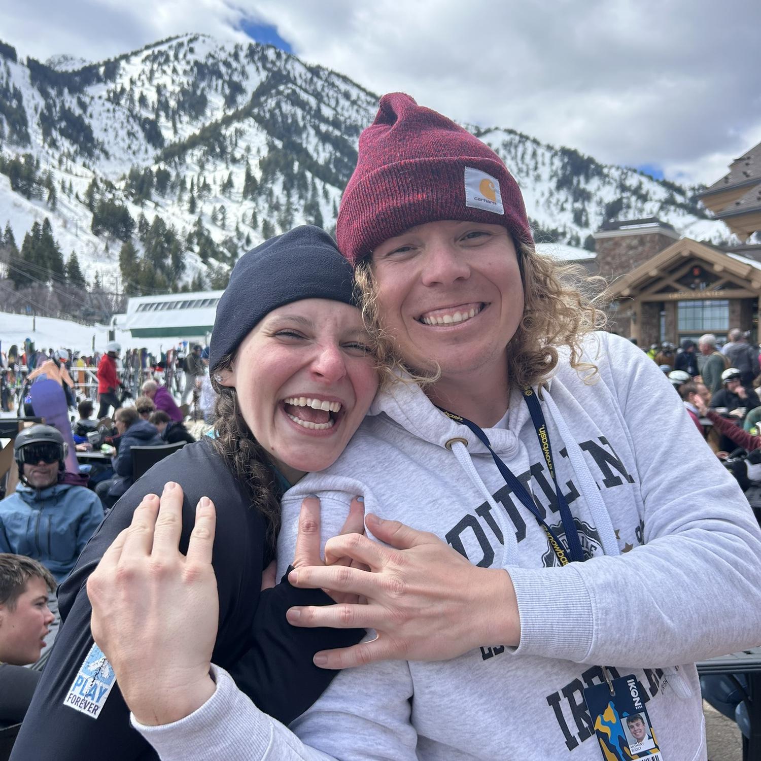 Engagement celebration at the base of Snow Basin!