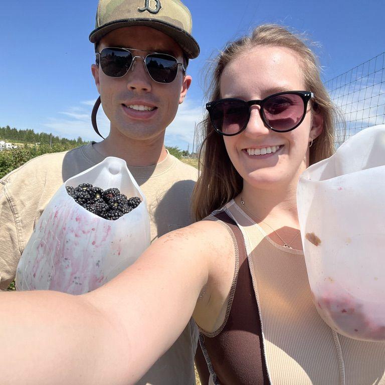 Shamus and I went on a blackberry picking date to Greenbluff the day he proposed! (Jul 2025)