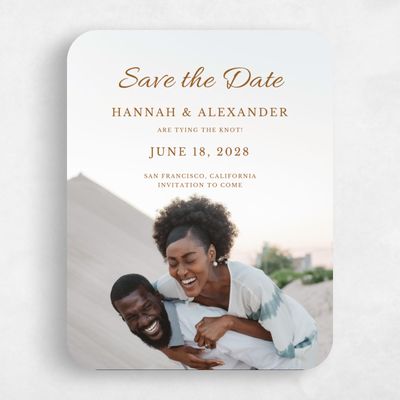 Brown Rounded Wedding Save the Date - Havasu Portrait
