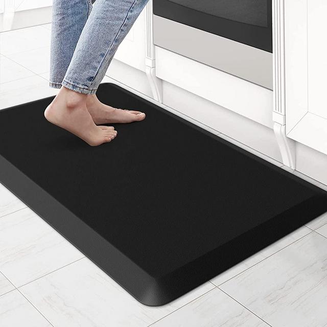 KitchenClouds Kitchen Mat Cushioned Anti Fatigue Kitchen Rug 0.75inch Waterproof Non Slip Kitchen Rugs and Mats Standing Desk Mat Comfort Floor Mats for Kitchen Sink Office (17.3"x28",Black)