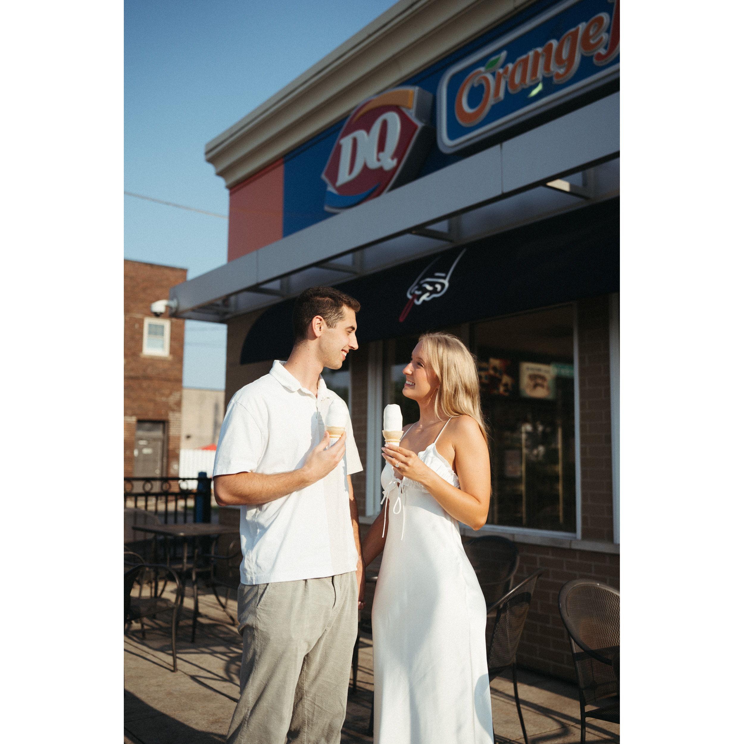 We took our engagement photos in two locations, starting at the Dairy Queen where we met!