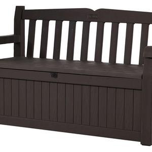 213126 - Keter Eden 70 Gallon All Weather Outdoor Patio Storage Garden Bench Deck Box, Brown/Brown