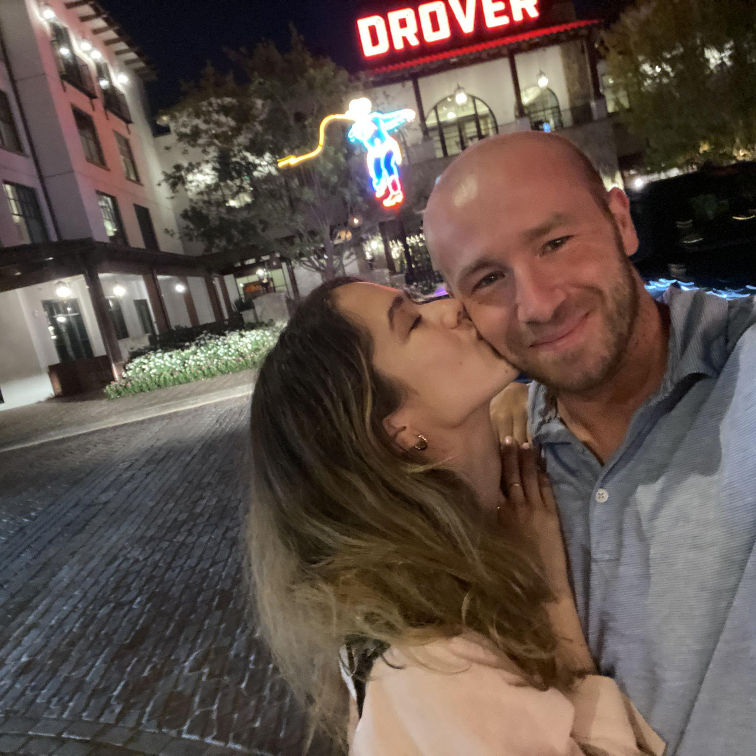 At the Drover Hotel in Fort Worth Stockyards. One of our favorite hotels and the place where we first talked about getting married