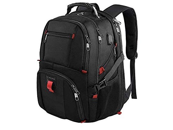 YOREPEK Travel Laptop Backpack, Extra Large College School Backpack for Men and Women with USB Charging Port,TSA Friendly Water Resistant Big Business Computer Backpacks Bag Fit 17 Inch Laptops,Black