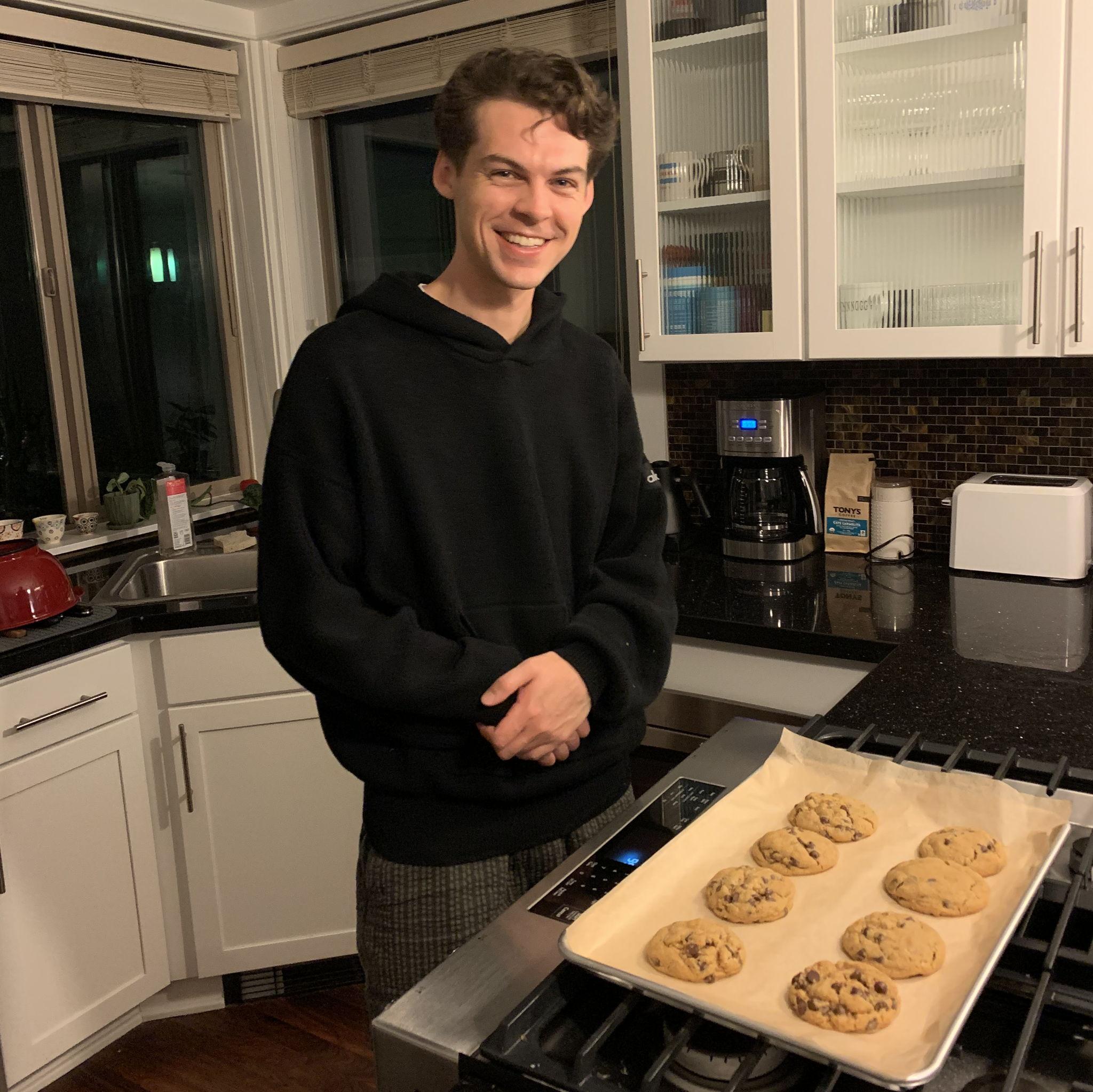 October 2024. Caroline is attending in-person classes in the evenings for her MBA at UW, which results in late class nights. Will bakes the best chocolate chip cookies as a study treat!