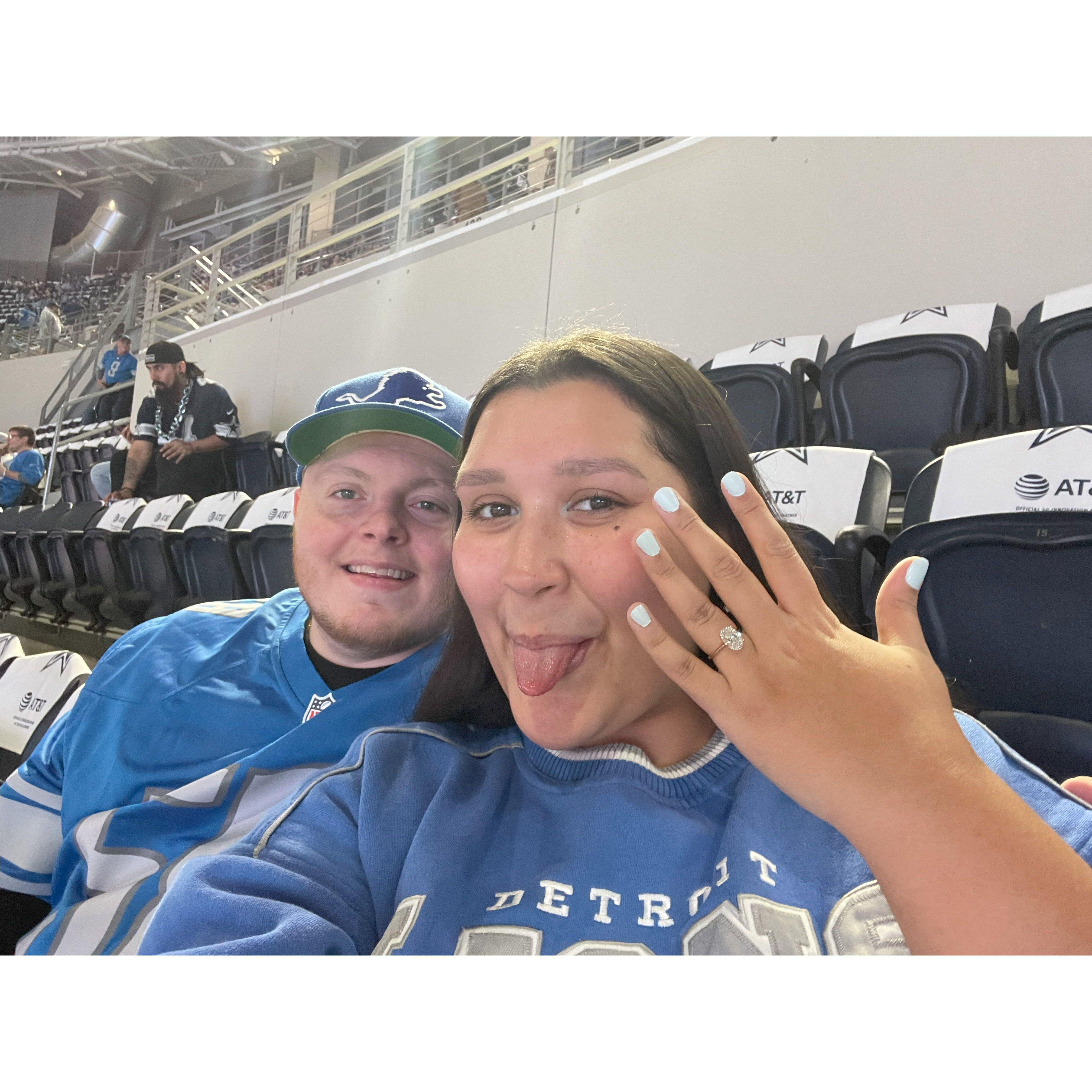 Our first Lions game as an engaged couple! 12.30.2023
