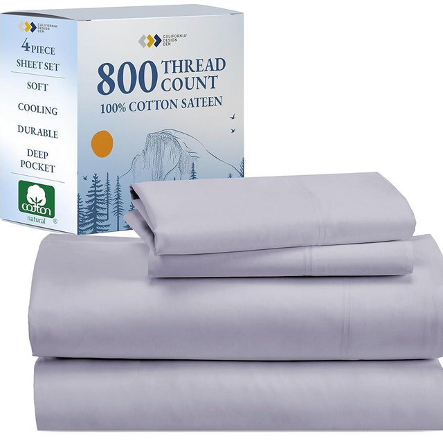 California Design Den Luxury 800 Thread Count Sheets Queen - 100% Cotton Sateen for Queen Size Bed - Bedding Set with Deep Pockets, Cooling & Softer Than Egyptian Cotton Sheets (Lavender)