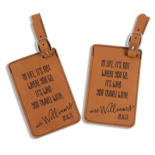 Mr and Mrs Luggage Tags - Wedding Gift - Travel Quote Luggage Tags - Personalized - Honeymoon - His and Hers Luggage Tags - Bag Tags