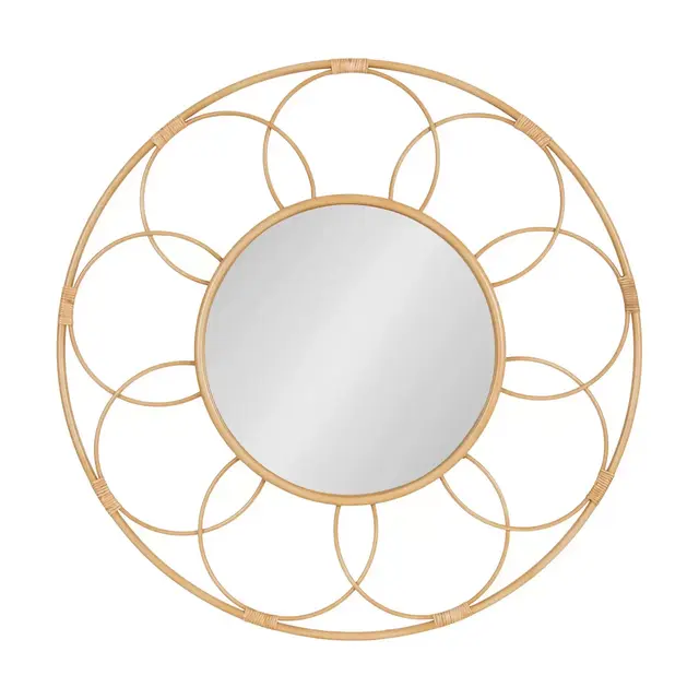 34"x34" Cori Round Rattan Mirror Brown - Kate & Laurel All Things Decor: Boho Wall-Mounted Decorative Mirror