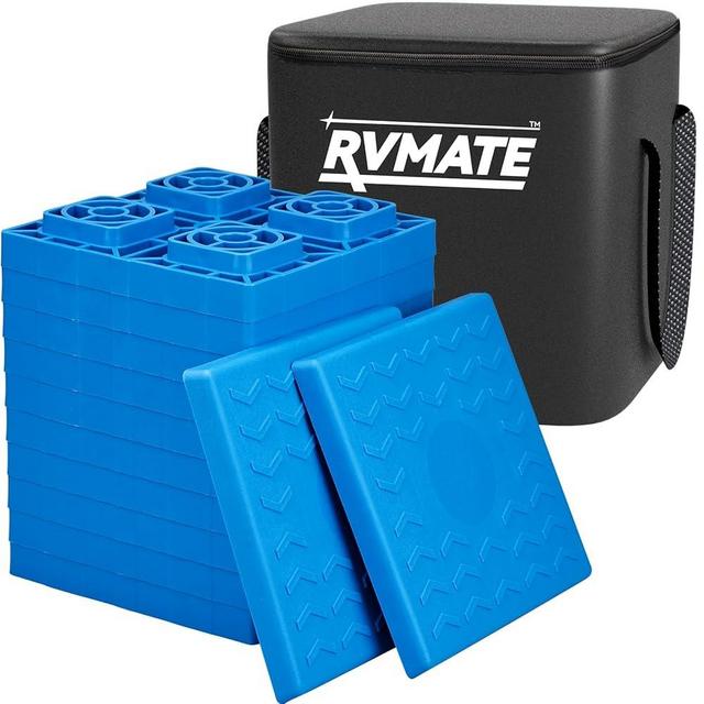 RVMATE RV Leveling Blocks 12 Pack, Heavy Duty Camper Leveling Blocks, Leveling Blocks for RVs, Reduce Trailer Movement, Trailer Leveling Blocks Great for Single and Dual Wheels