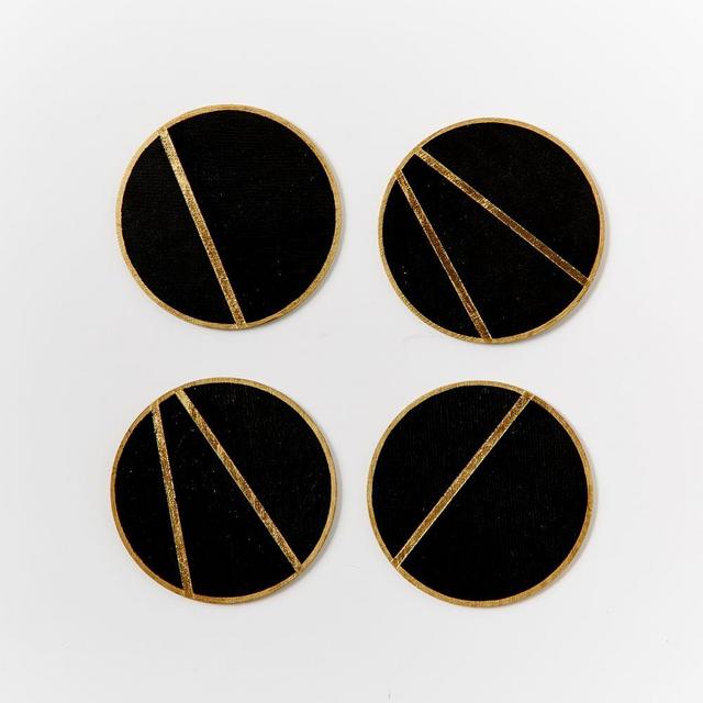 The Vintage Vogue Linea Coasters, Black + Gold