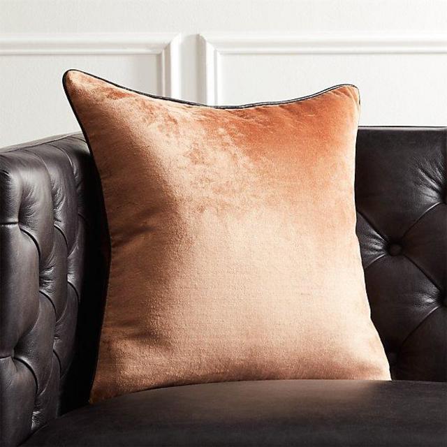 18" Copper Crushed Velvet Pillow with Down-Alternative Insert