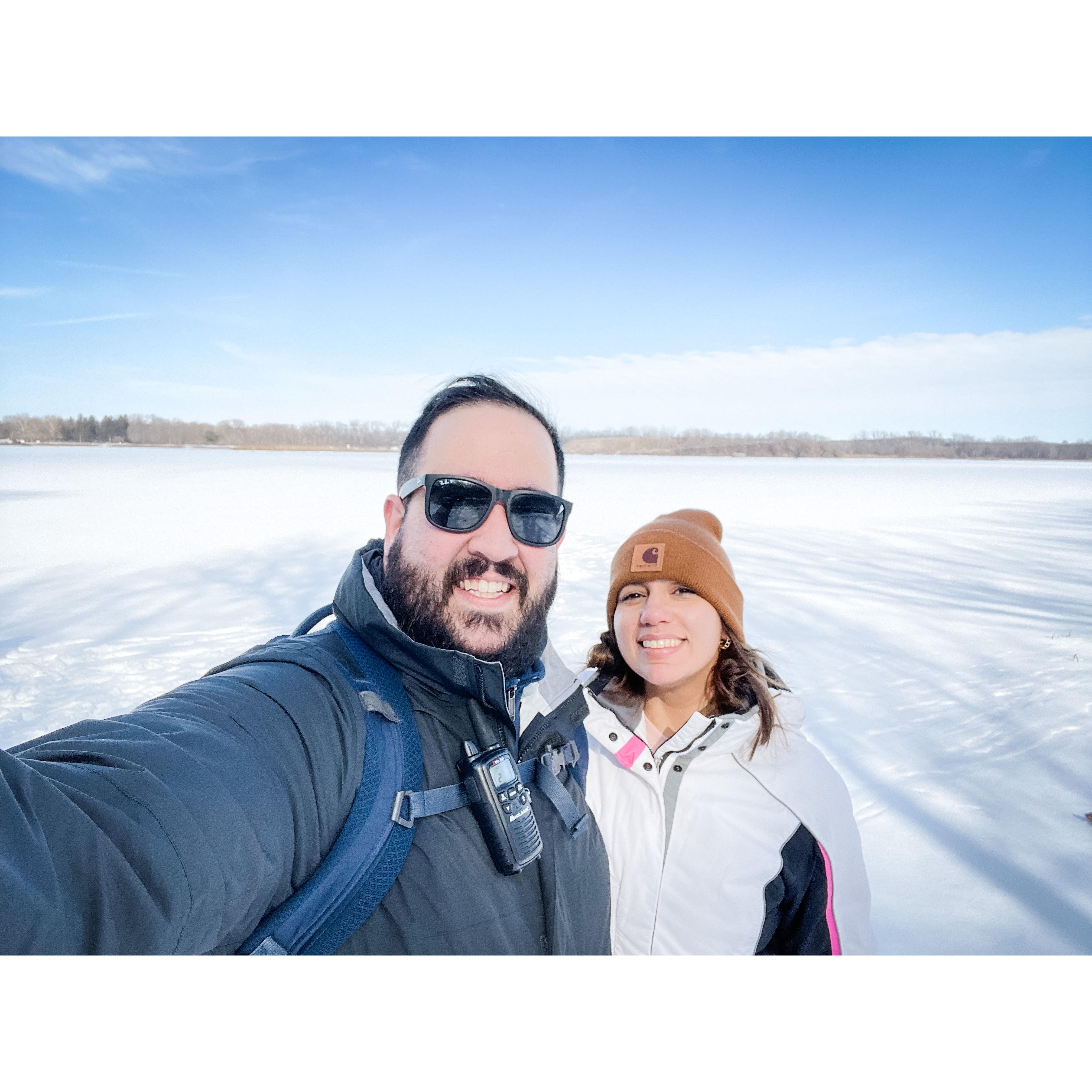 Frozen lake in Starved Rock Park, IL